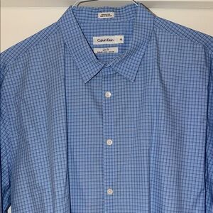 Calvin Klein Men's Blue Grid Dress Shirt